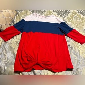 Amazon Red, Blue, and White 3/4 length sleeves shirt! ❤️